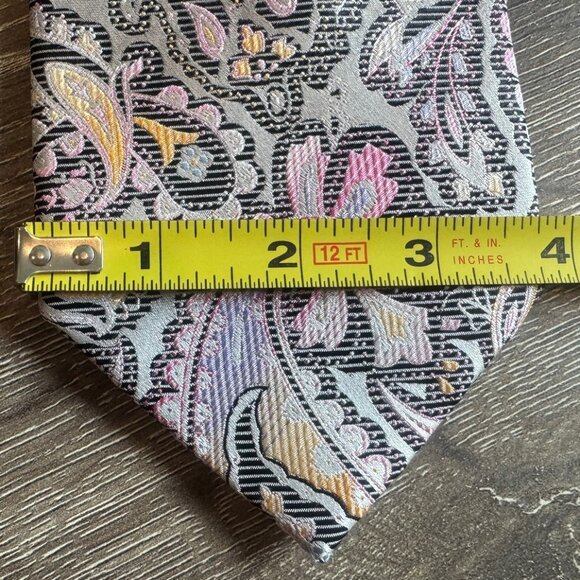 The Big Knot by Steven Land 100% Silk Multicolor Paisley Floral Men's Necktie - Picture 5 of 6